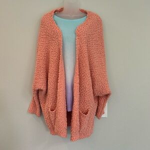 Umgee open loose fit textured cardigan peach L
